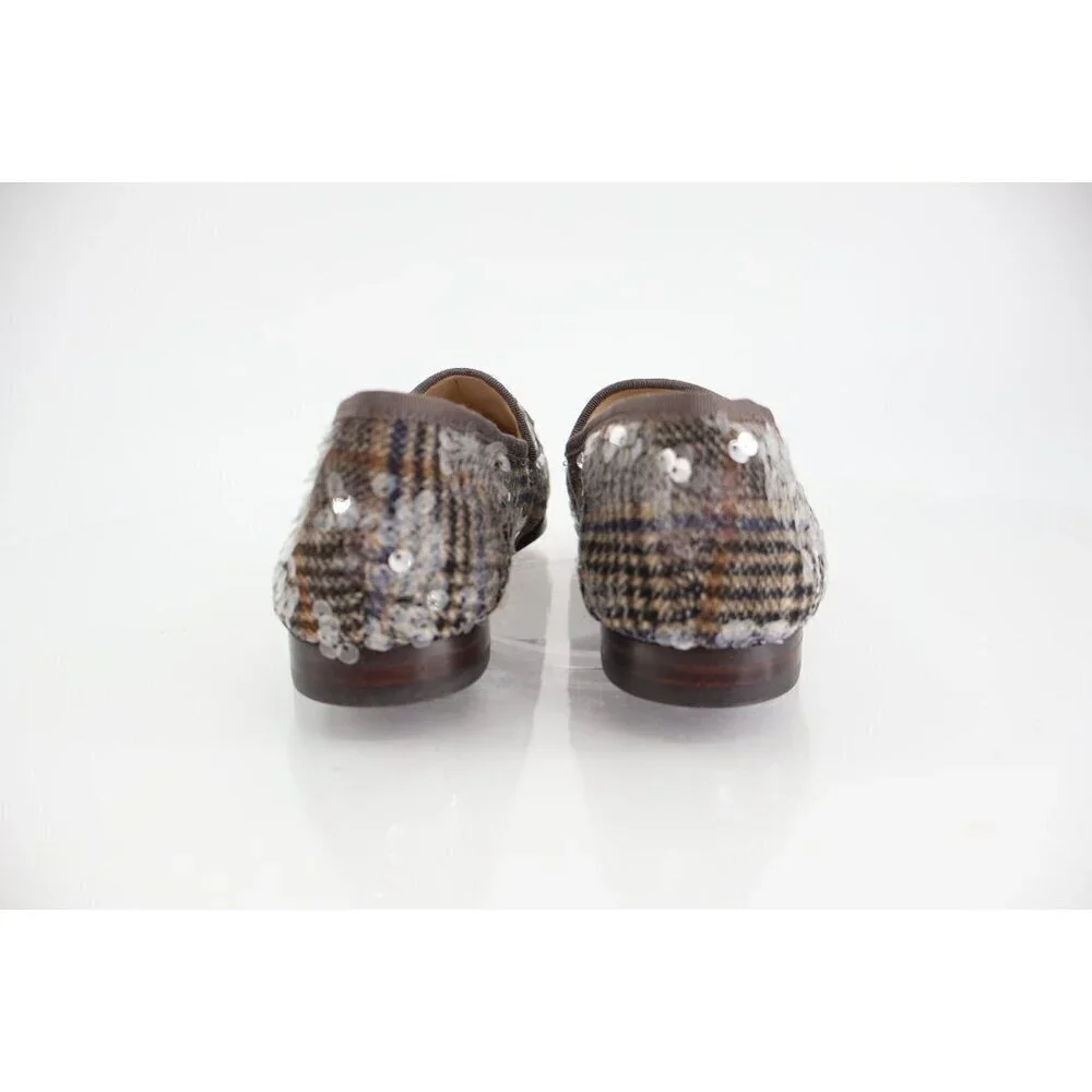 Sam Edelman Loraine Bit Loafer Shoe Grey Sequin Tweed Girls Size 4 Slip On